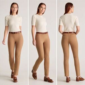 Quince Ultra-Stretch Ponte Straight Leg Pants in Roasted Pecan Size M